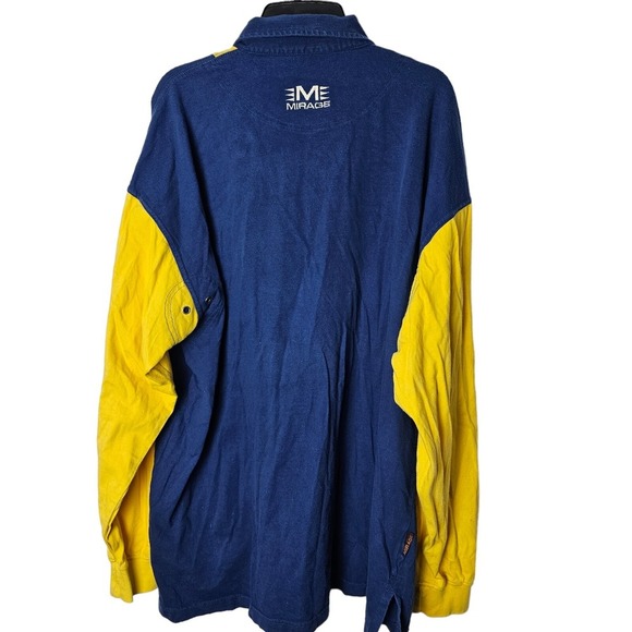 Vtg. Mirage Michigan XL Long Striped Polo Sleeve Blue & Yellow Clean - Picture 10 of 11